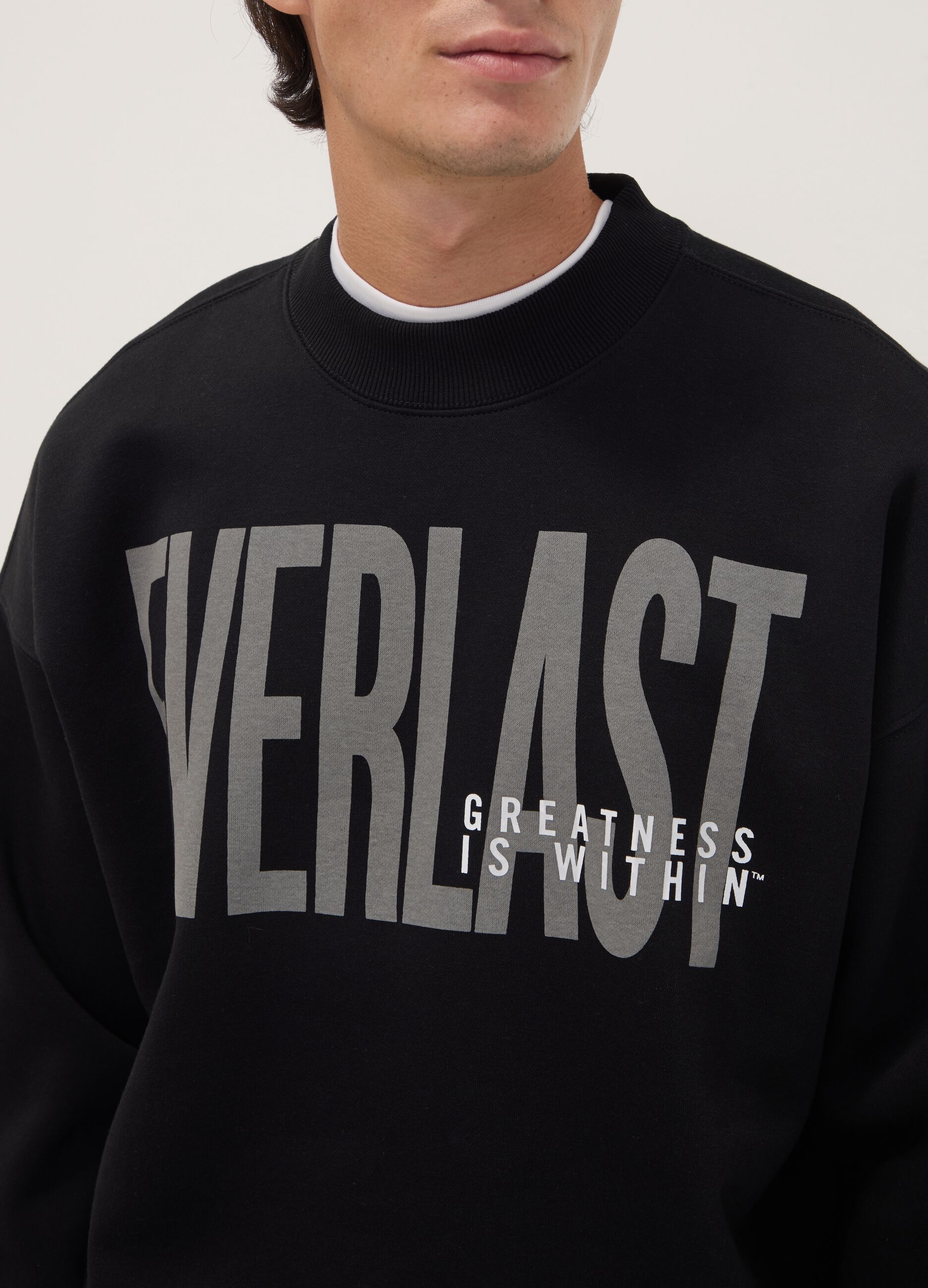 Black cotton-blend sweatshirt with front logo