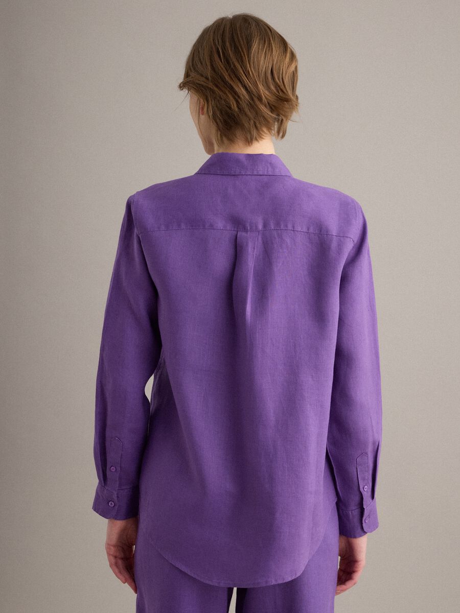 Purple pure linen regular fit shirt_3
