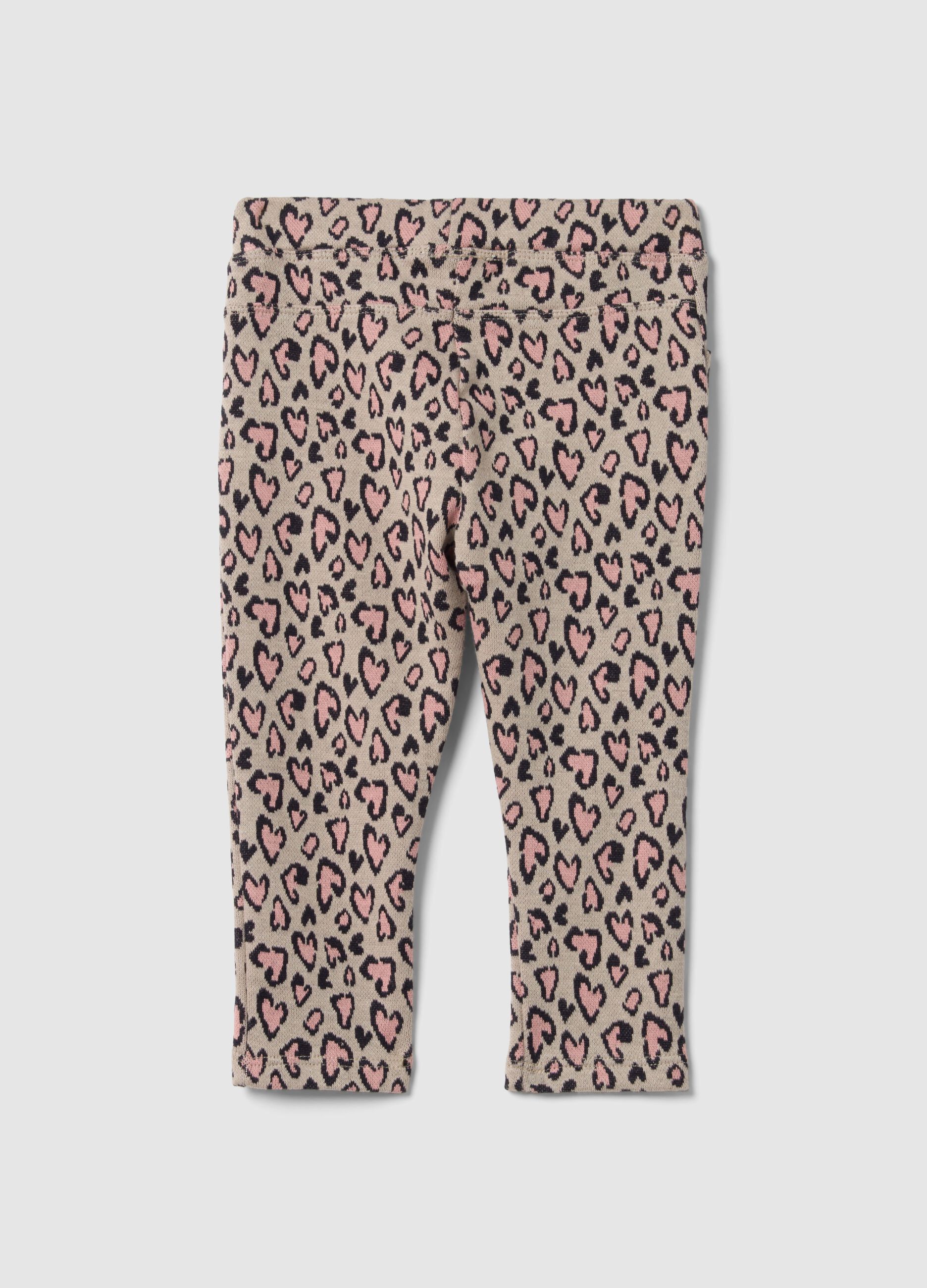 Slim fit leopard print cotton stretch treggings for girls