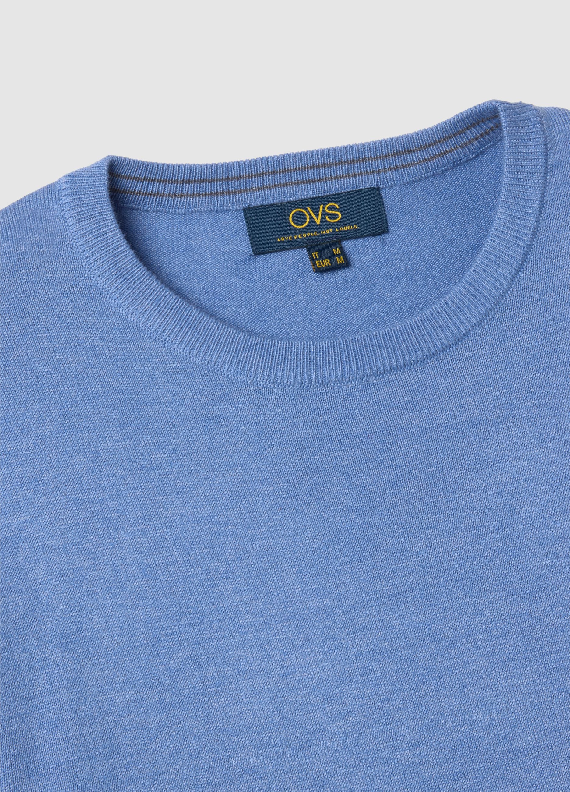 Azure crew neck pullover in regular fit cotton blend