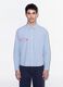 Blue cropped pure cotton striped shirt with oversized fit_2