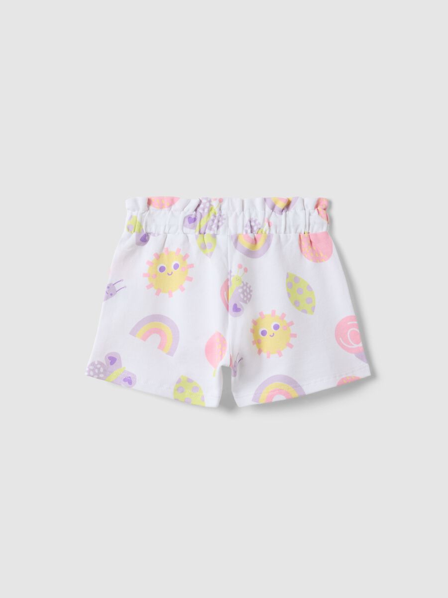 Short in puro cotone bianco da bimba regular fit con stampe_1