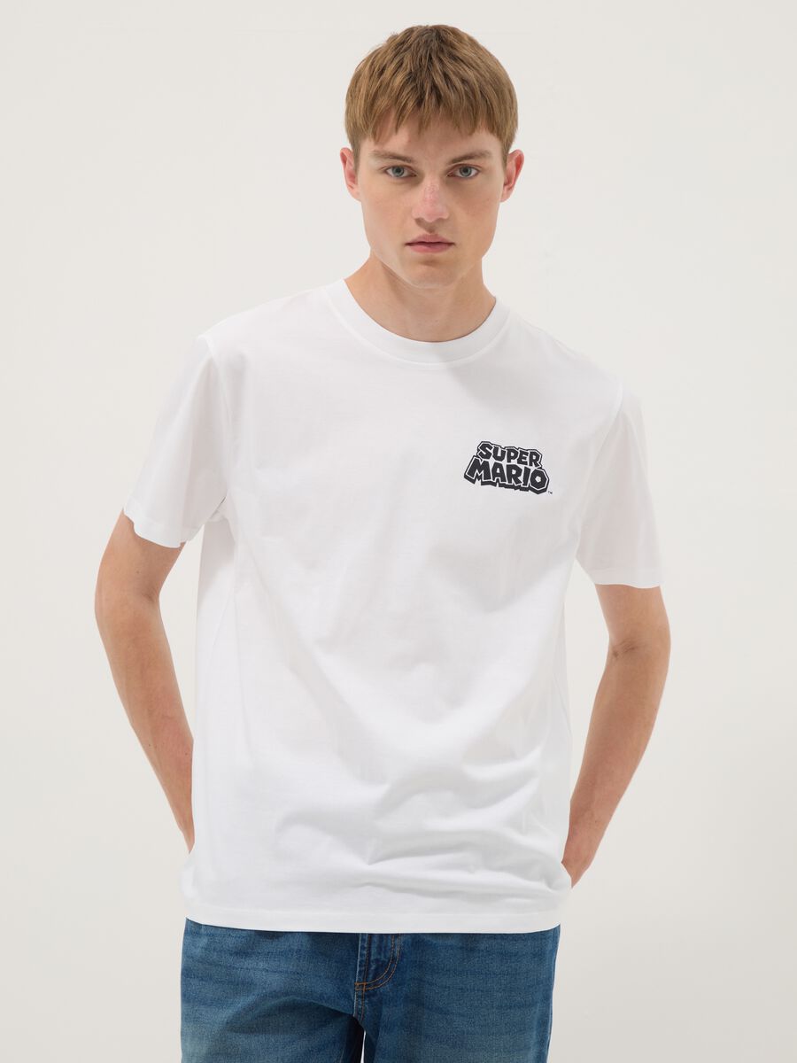 White short-sleeve pure cotton T-shirt, regular fit_0