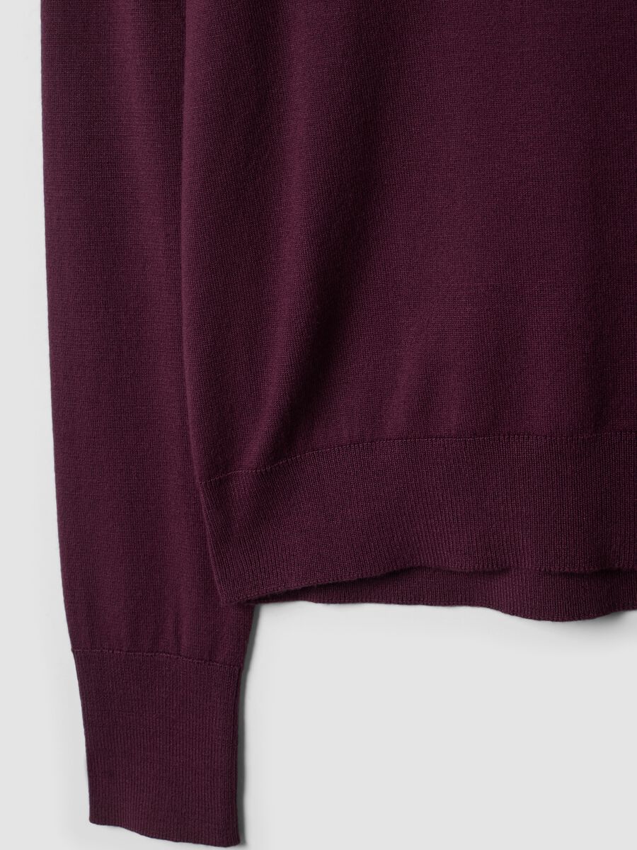 Purple viscose-blend crew-neck top_5
