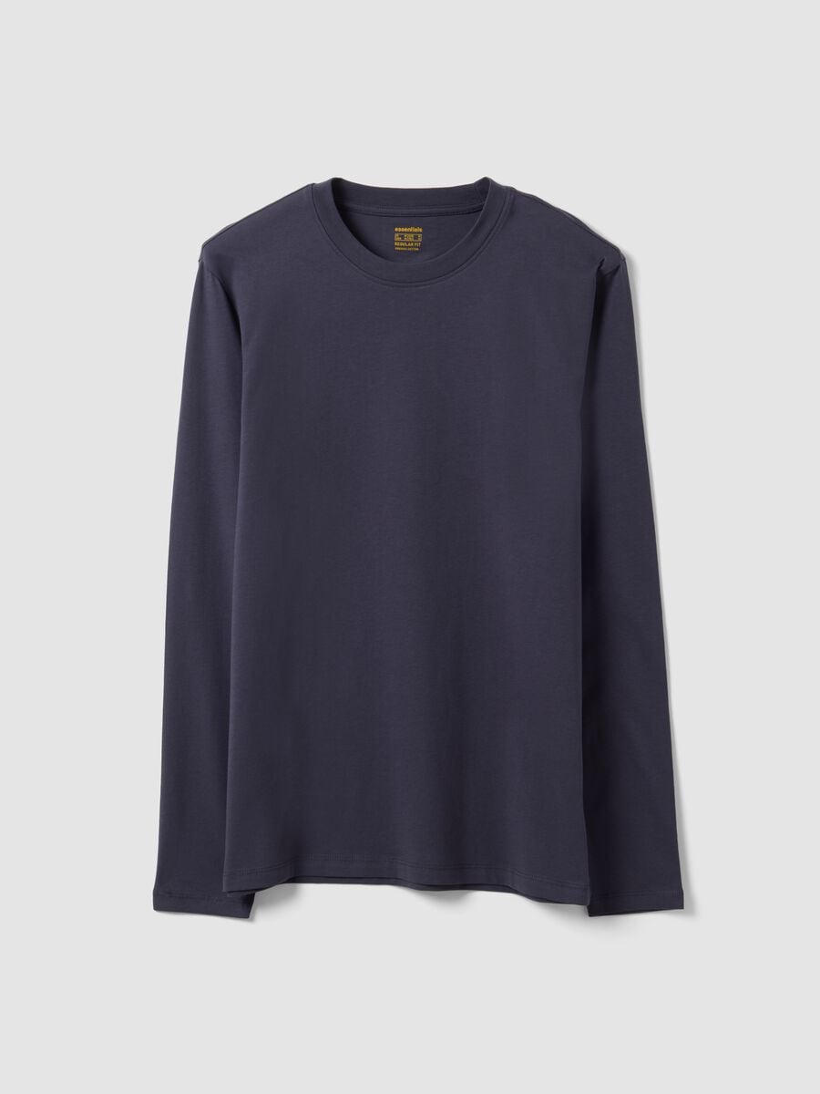 Grey long-sleeve crew-neck T-shirt in pure organic cotton_4