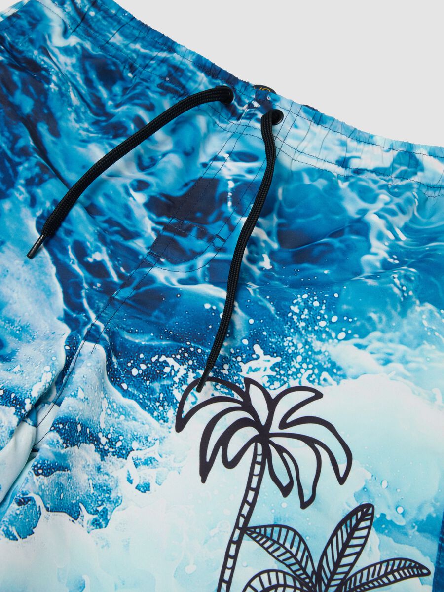 Boxer mare blu con stampa onde e palme_2