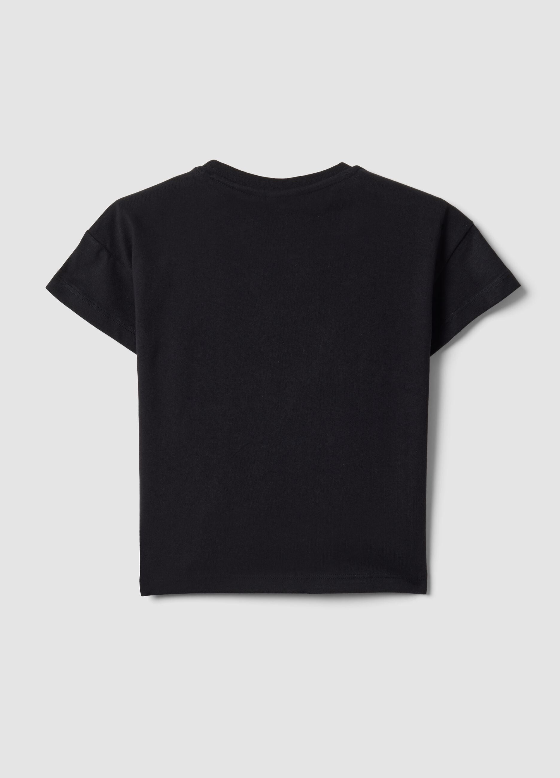 Black pure cotton T-shirt with K-Pop Demon Hunters print for girls