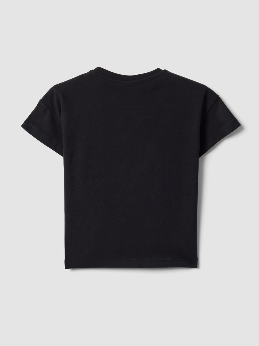 Black pure cotton T-shirt with K-Pop Demon Hunters print for girls_1