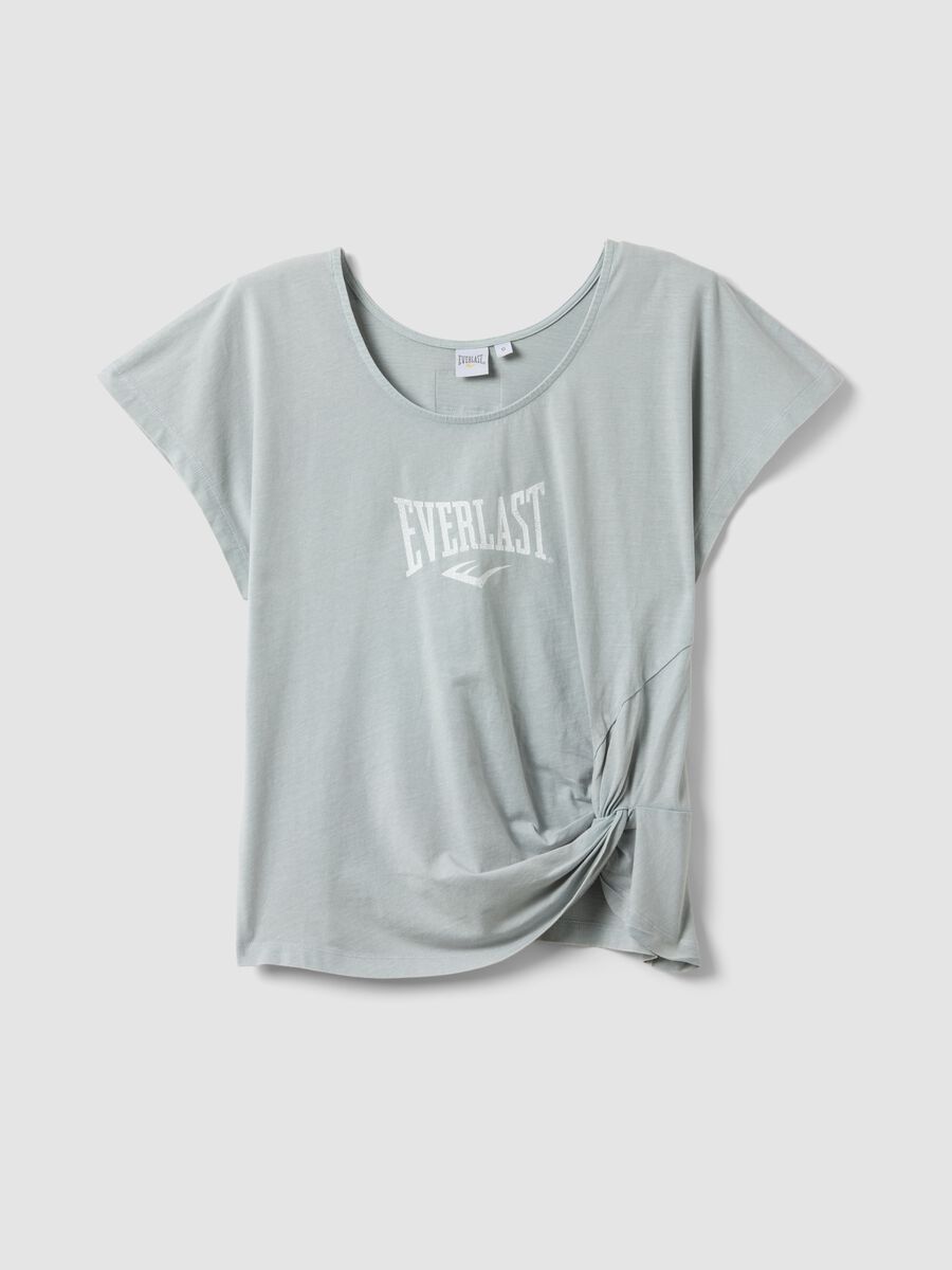 Grey pure cotton T-shirt with regular fit and knot detail_4