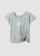 Grey pure cotton T-shirt with regular fit and knot detail_4