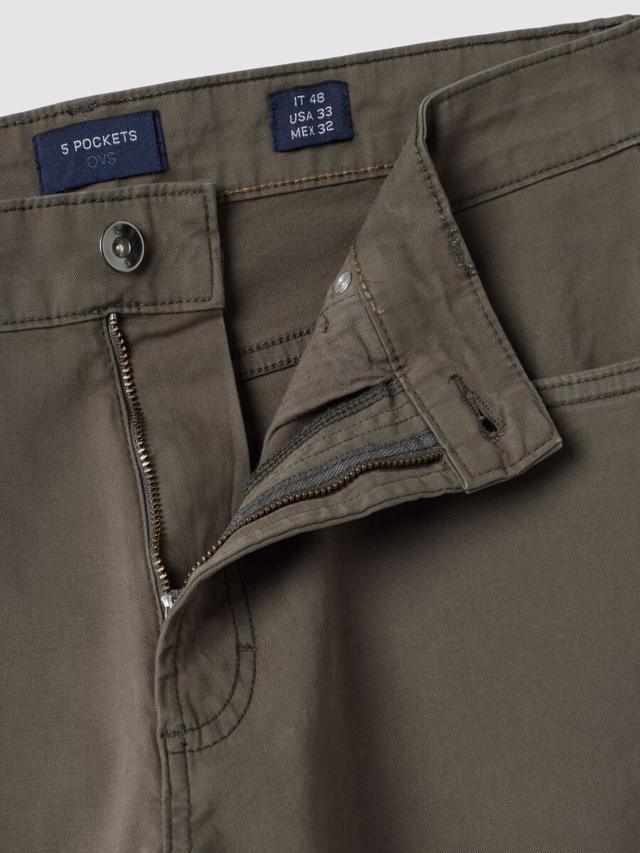 Pantaloni grigi in twill di cotone elasticizzato regular fit_2