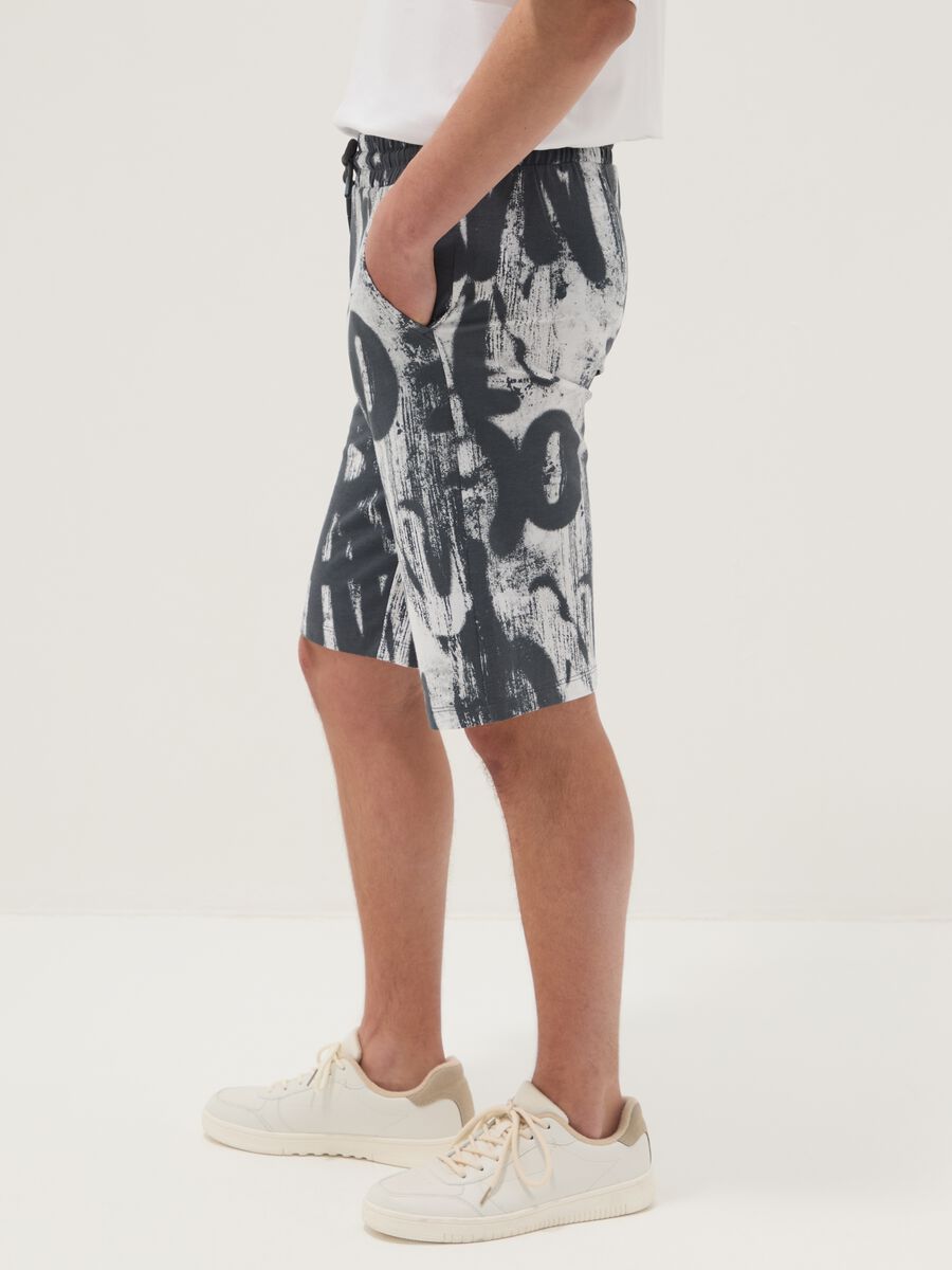 Shorts in puro cotone con stampa multicolor da ragazzo regular fit_2