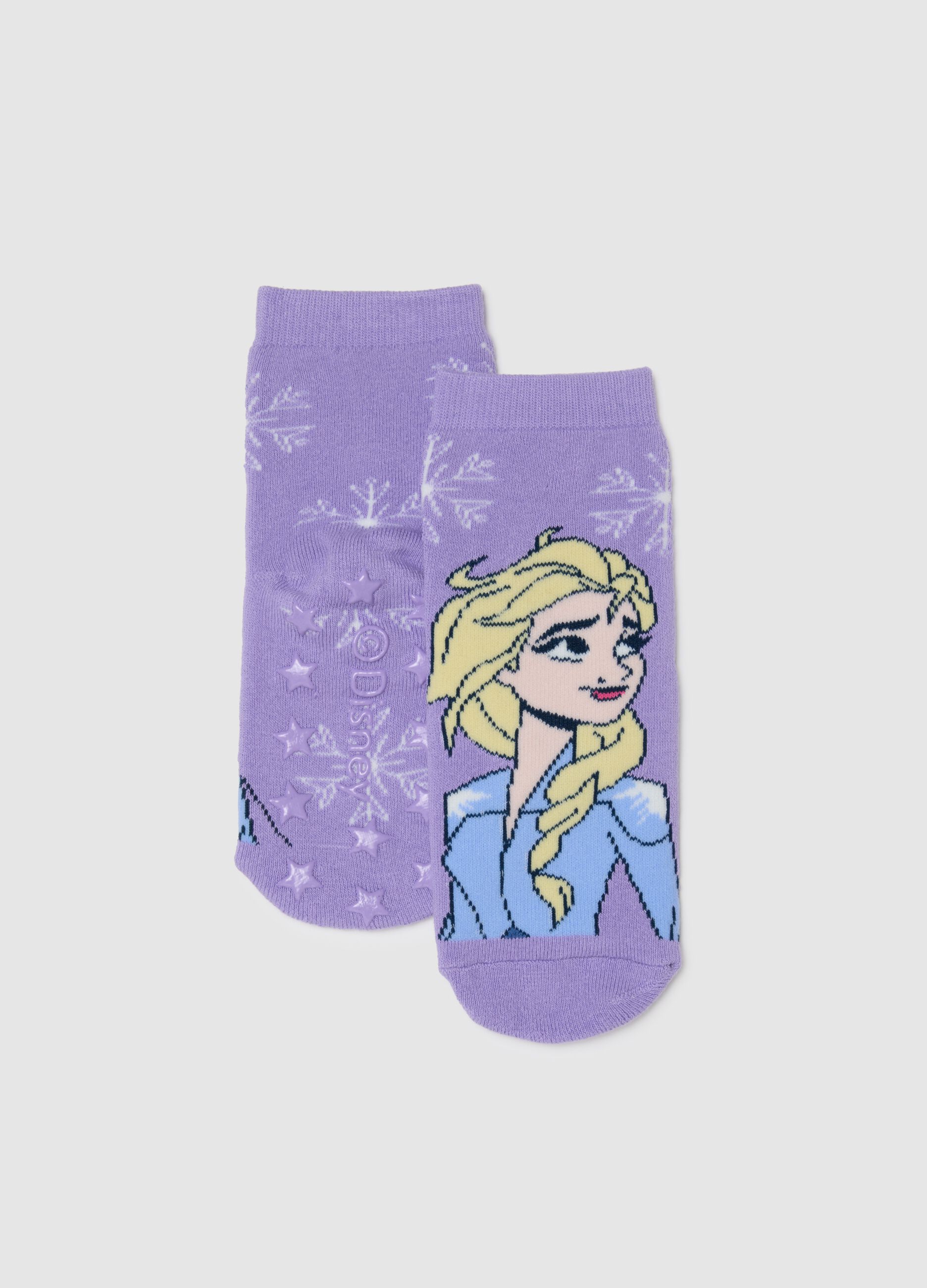 Girls' Regular Fit Purple Cotton Blend Socks with Frozen Print