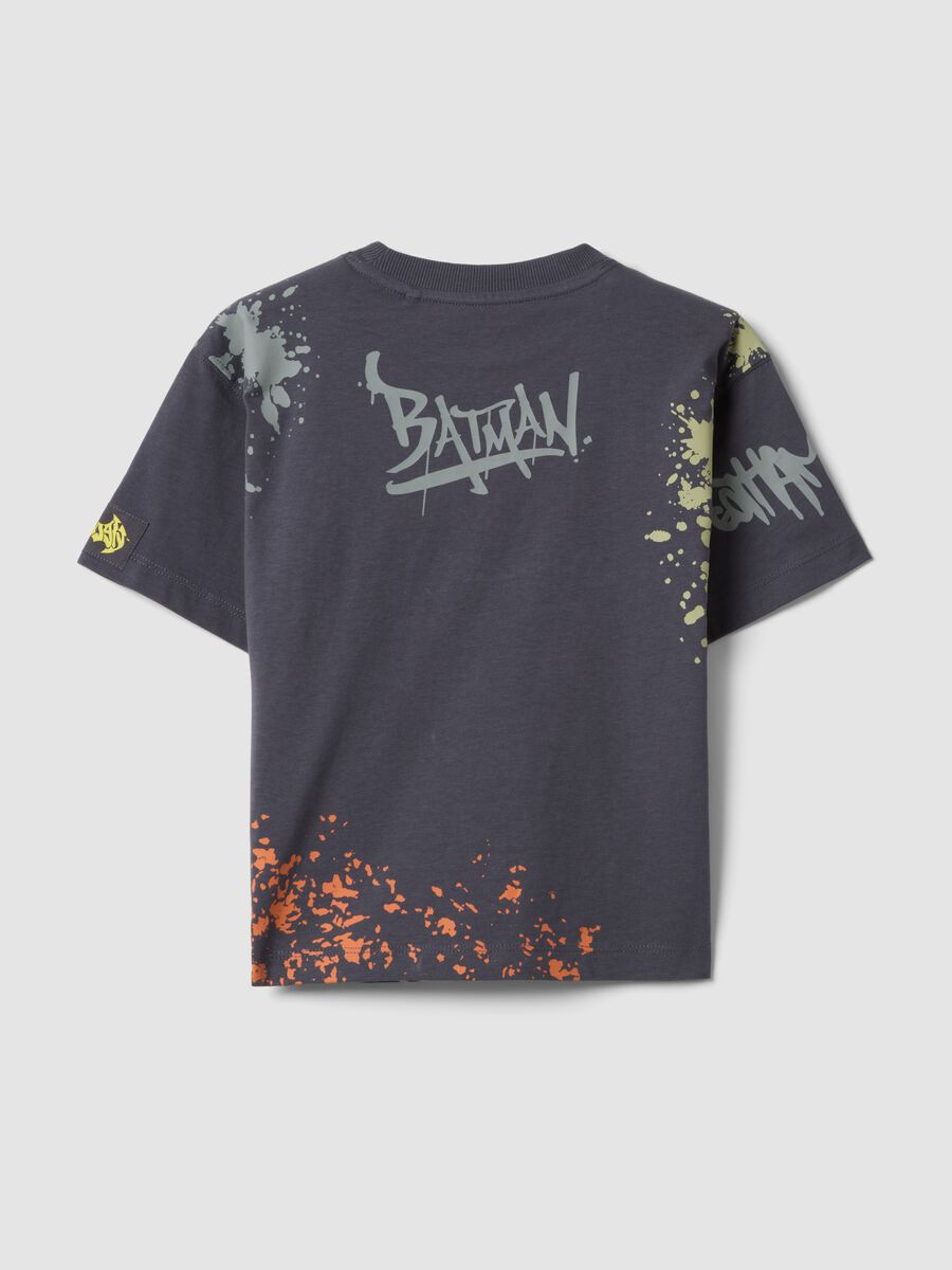 T-shirt blu in puro cotone a maniche corte con stampa Batman_1