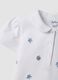 White stretch cotton polo shirt with classic collar for baby girl, regular fit_2