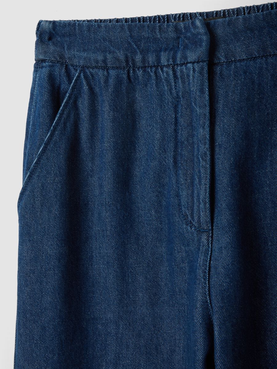 Pantaloni jogger denim blu in puro cotone relaxed fit_5
