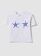White regular fit stretch cotton t-shirt with starfish_4
