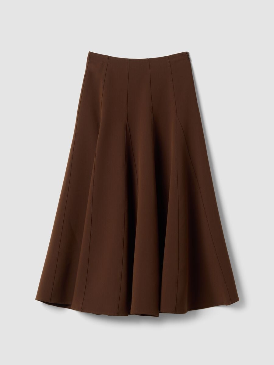 Brown stretch viscose skirt with regular waist_4