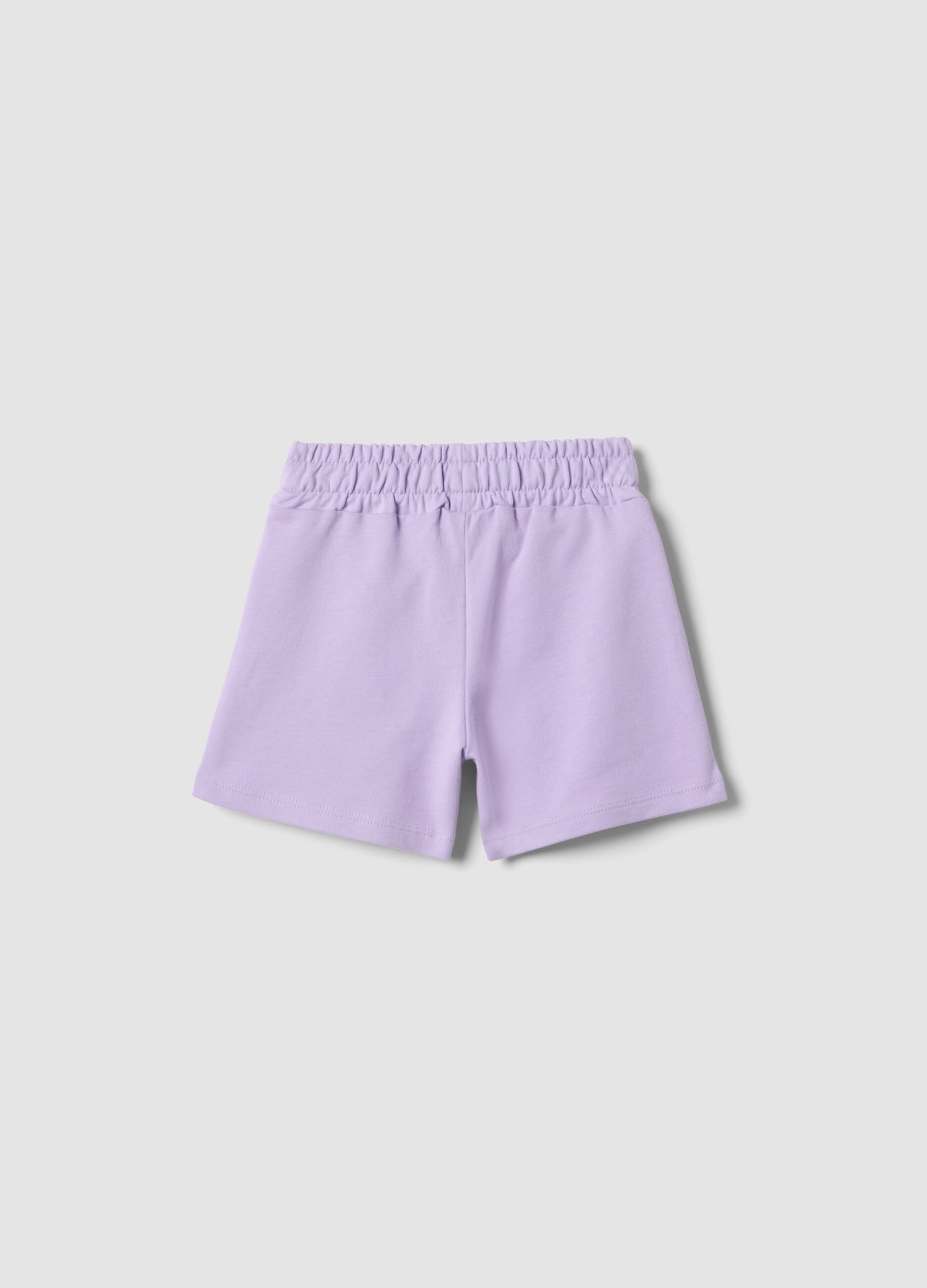Girls' pure cotton purple shorts - regular fit