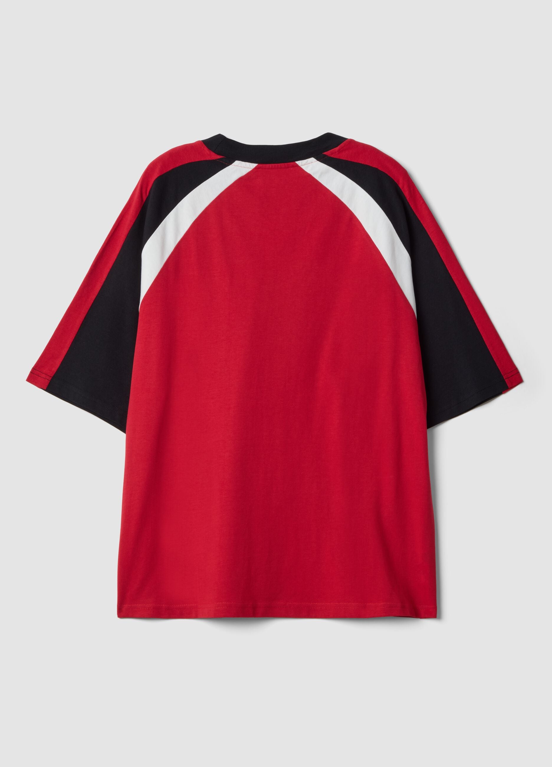 Red pure cotton T-shirt with front print, relaxed fit