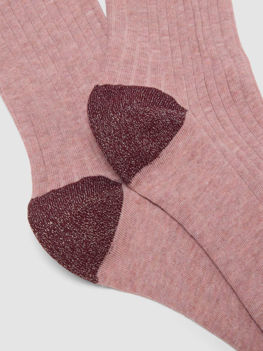 Calzini in cotone elasticizzato rosa a coste_1