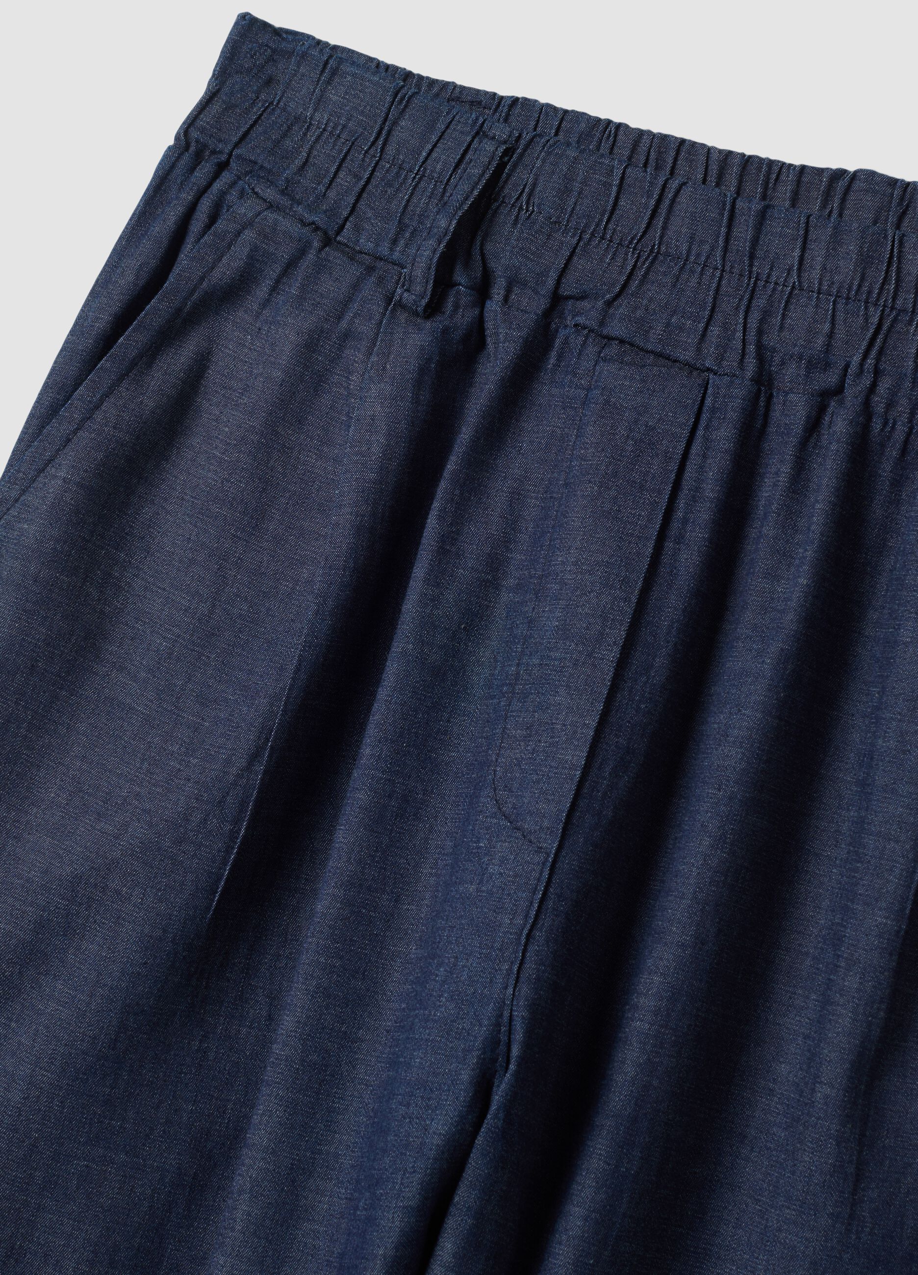 Blue stretch cotton trousers
