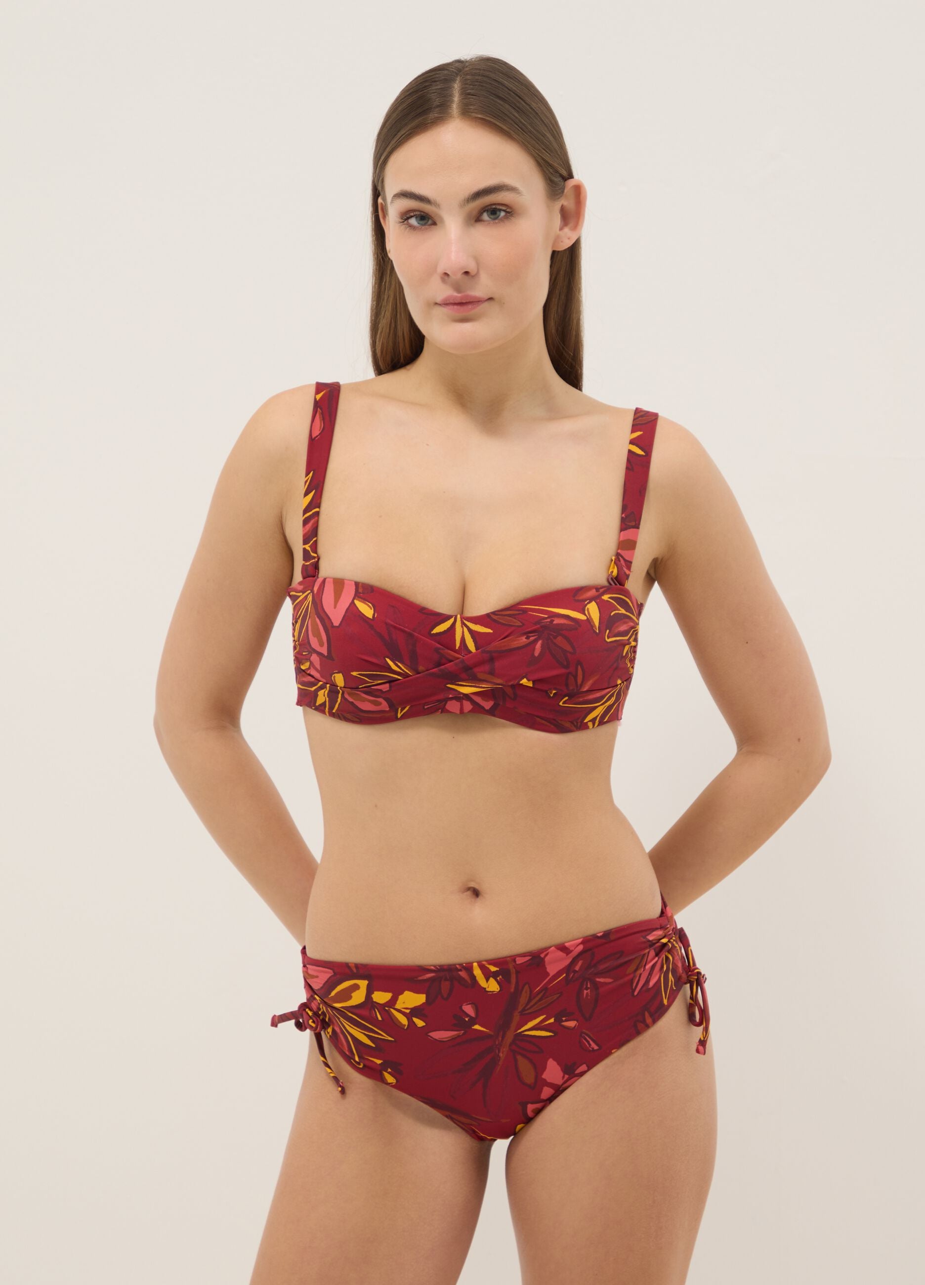 Multicolour stretch swim briefs with floral print