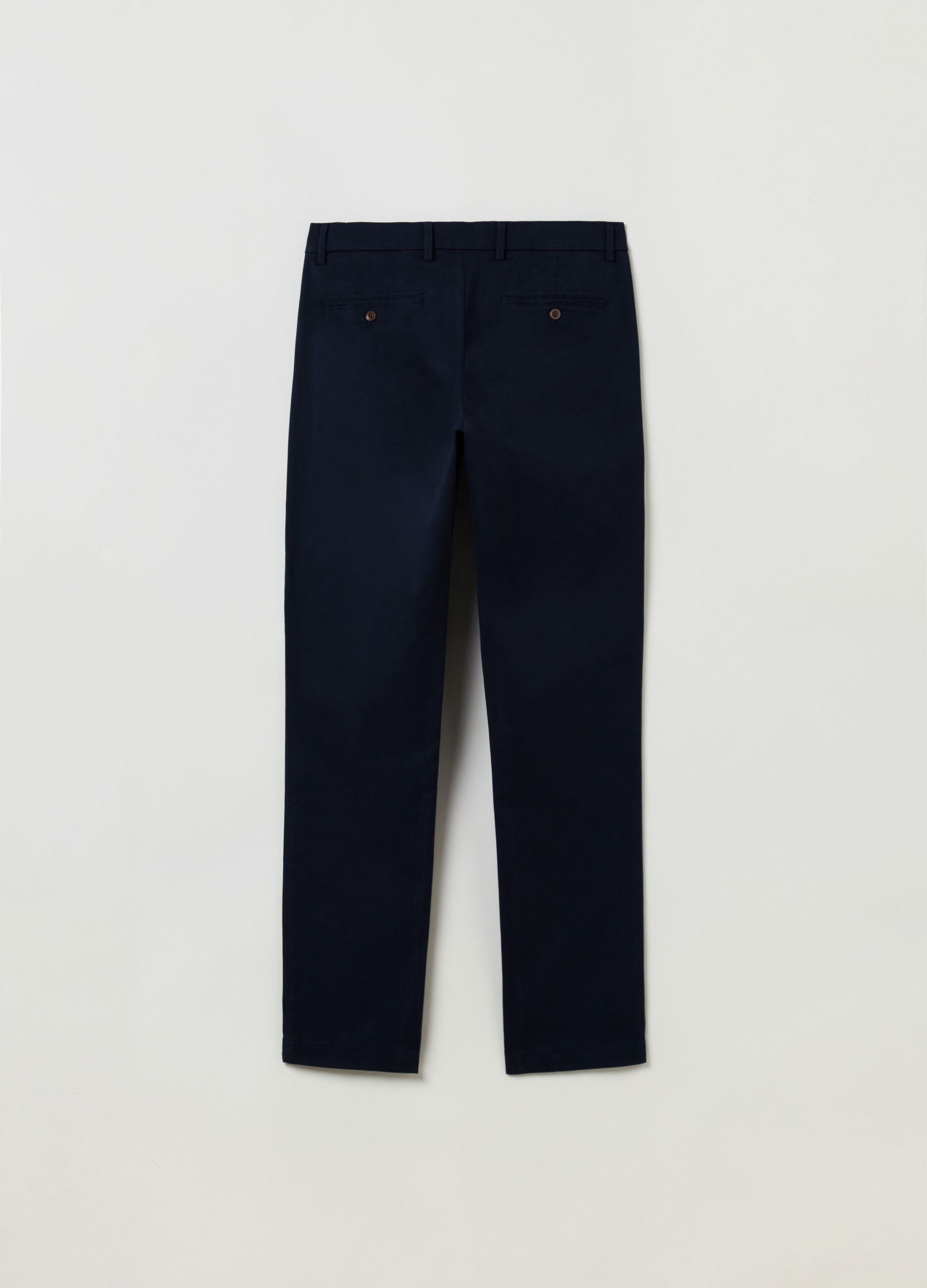 Stretch cotton slim fit trousers