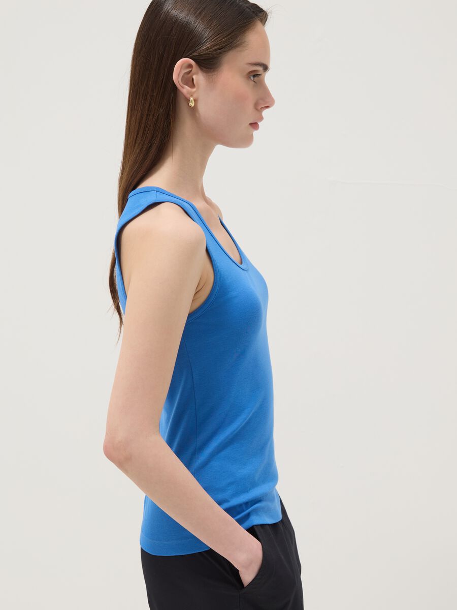 Blue pure cotton vest top_0