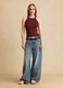 Fitted red viscose blend tank top_1