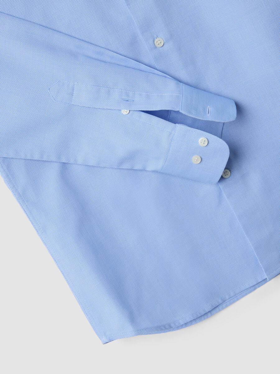 Blue slim-fit cotton-blend shirt_5