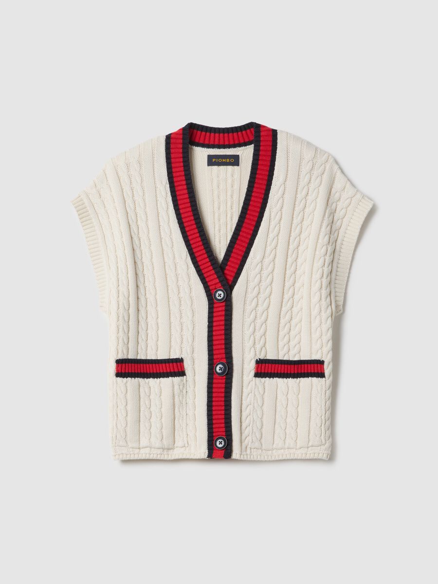 Multicolour pure cotton oversize fit deep V-neck waistcoat_4