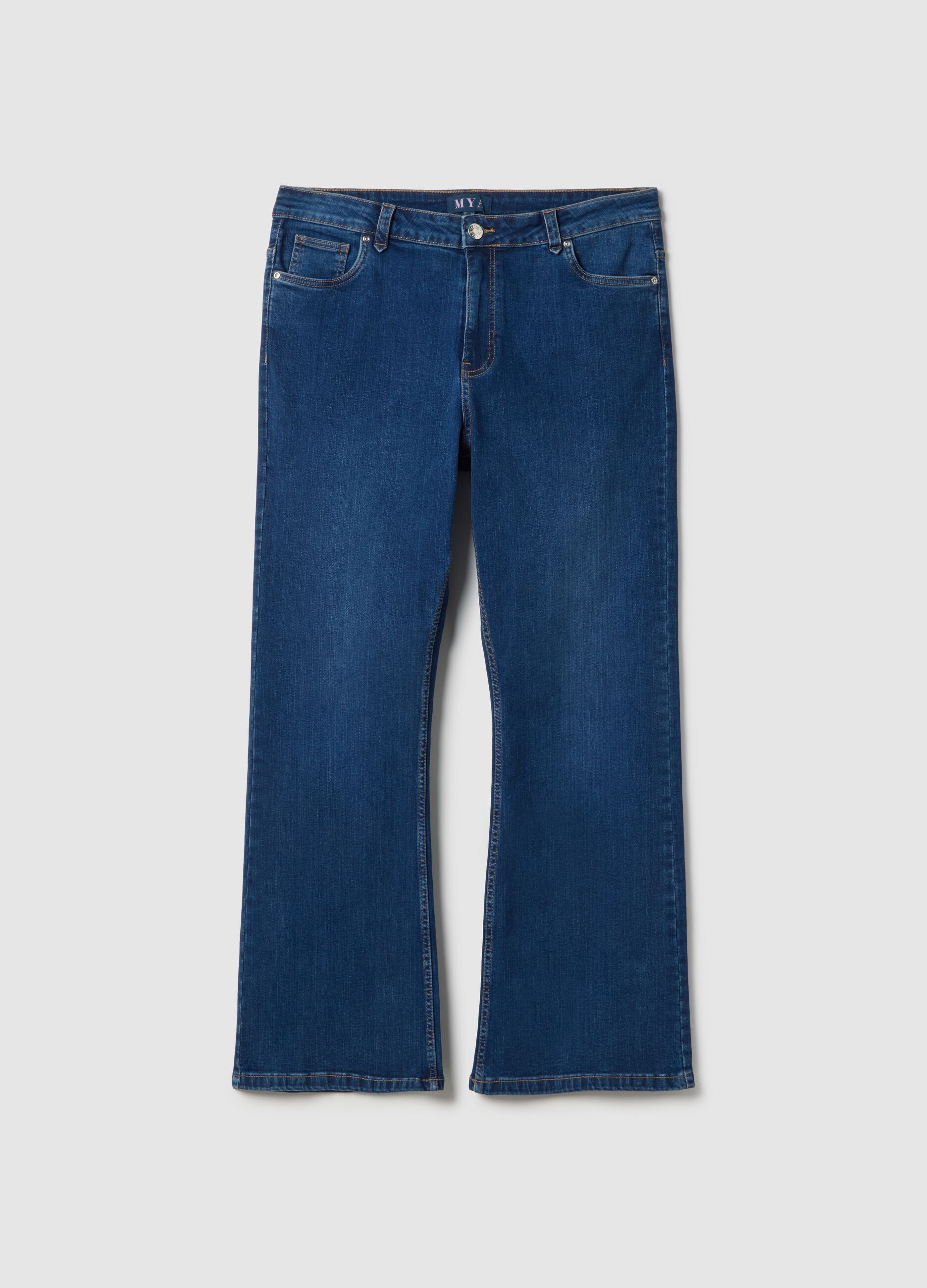 Blue stretch cotton flare jeans