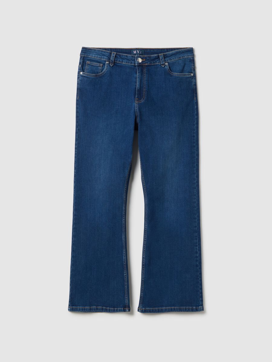 Jeans flare in cotone elasticizzato blu_4