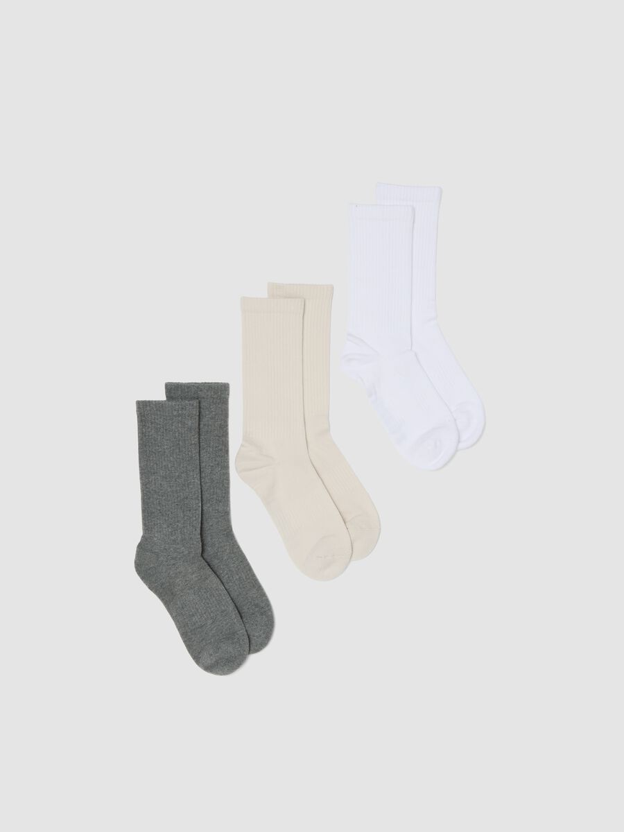 Tripack di calzini sportivi multicolor in cotone elasticizzato_0