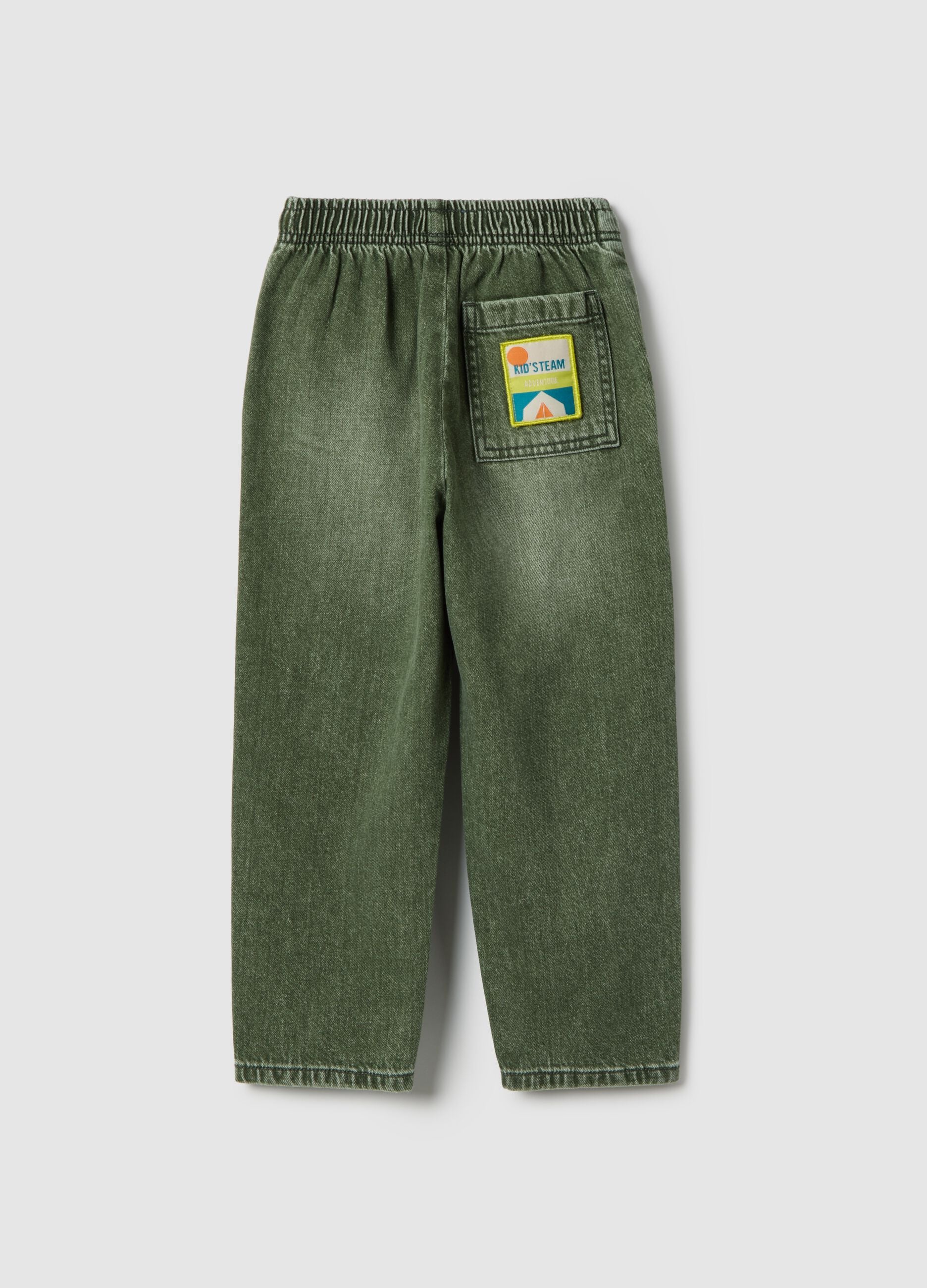 Green pure cotton kids' baggy trousers