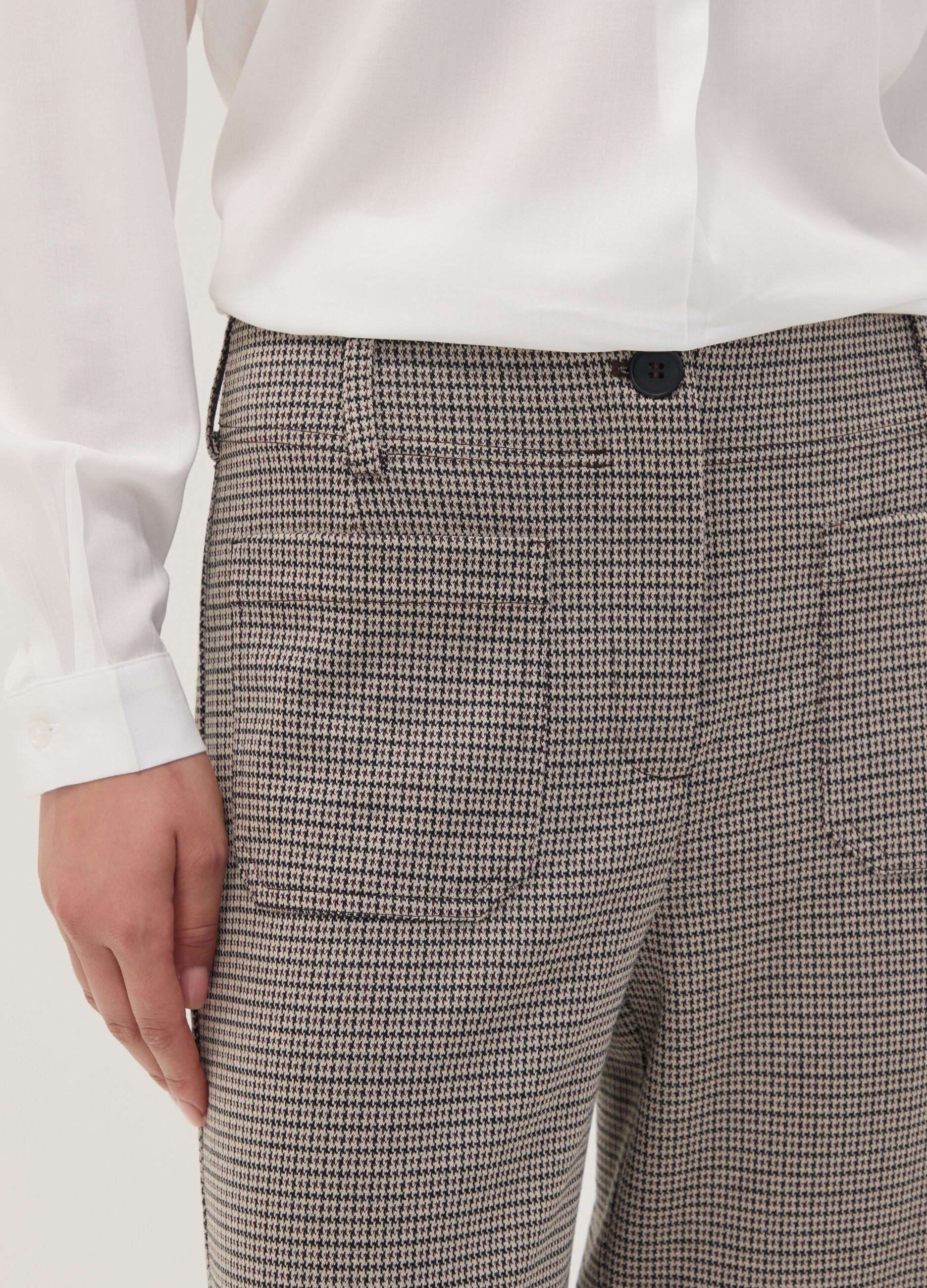 Beige stretch viscose culotte trousers
