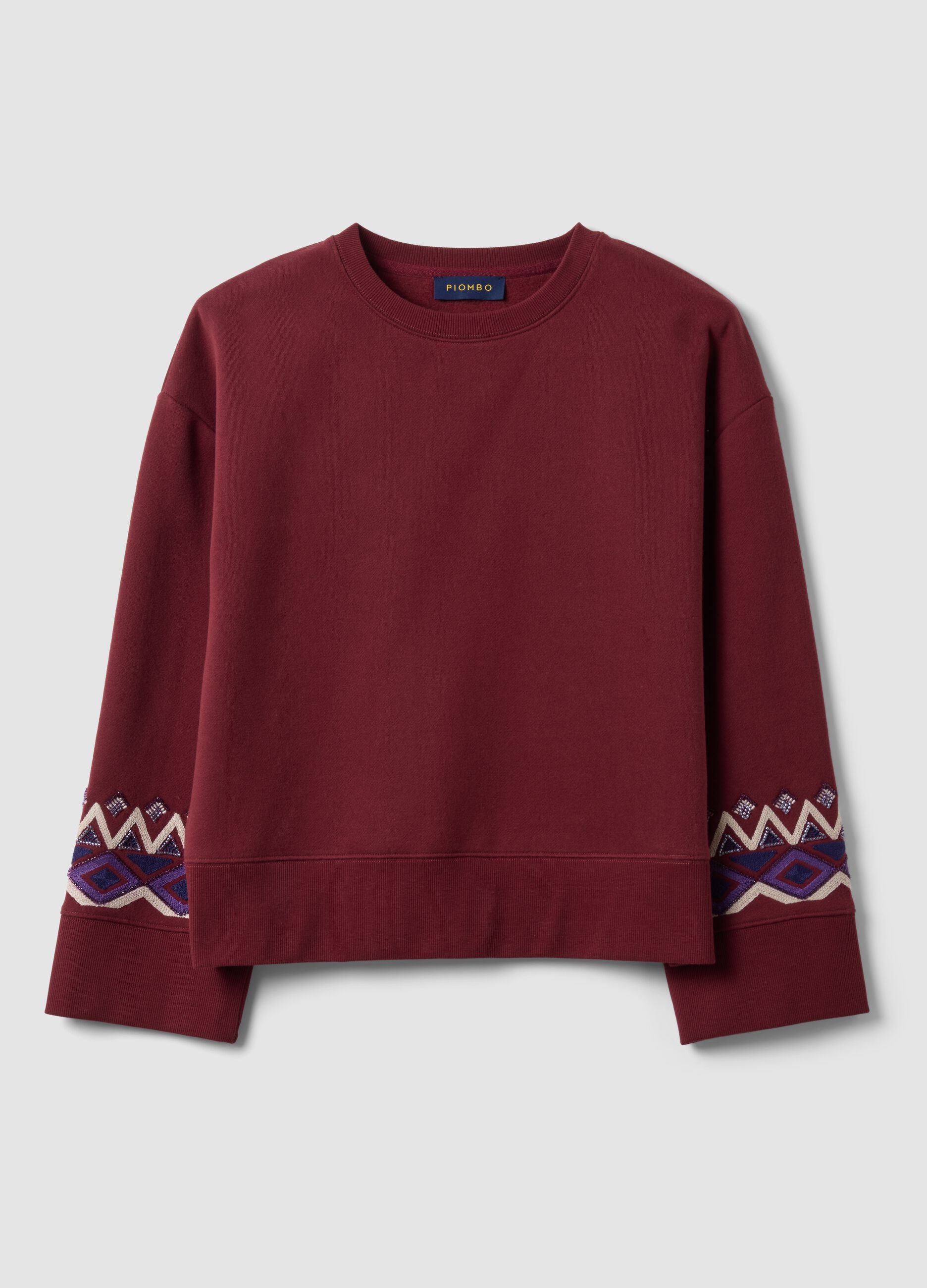 Red cotton-blend sweatshirt with regular fit pattern