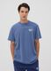Blue pure cotton short-sleeve logo T-shirt_0