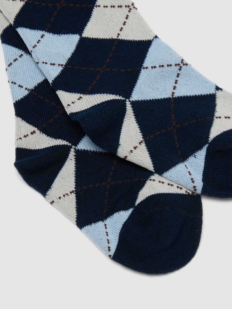 3-pack of blue long socks in stretch organic cotton_2