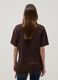 Brown pure cotton T-shirt with lace insert, relaxed fit_3