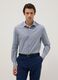 Slim fit blue stretch cotton shirt with micro checks_0