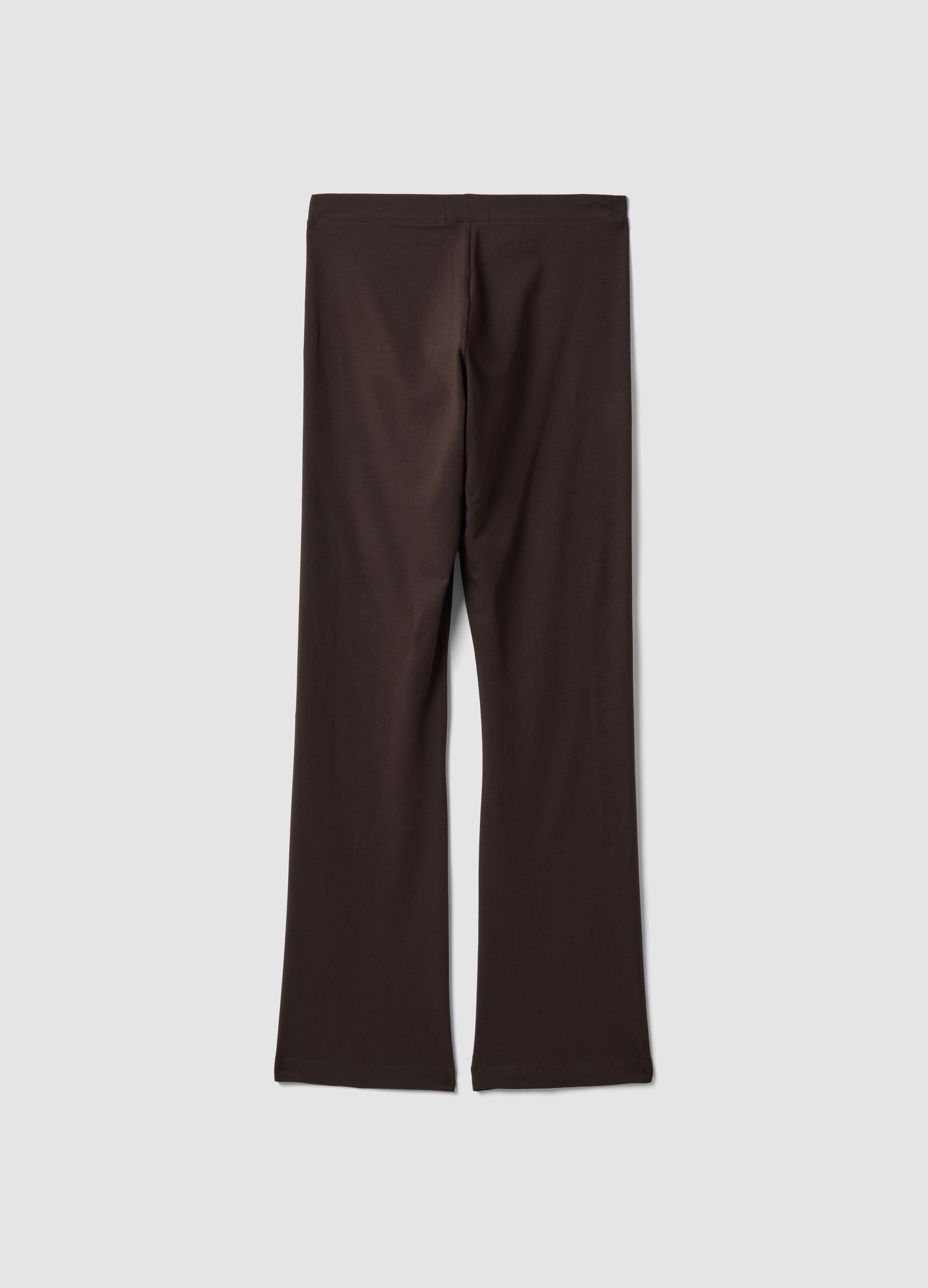 Brown flared leggings in stretch cotton