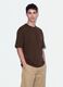 Brown pure cotton T-shirt with chest pocket, boxy fit_1