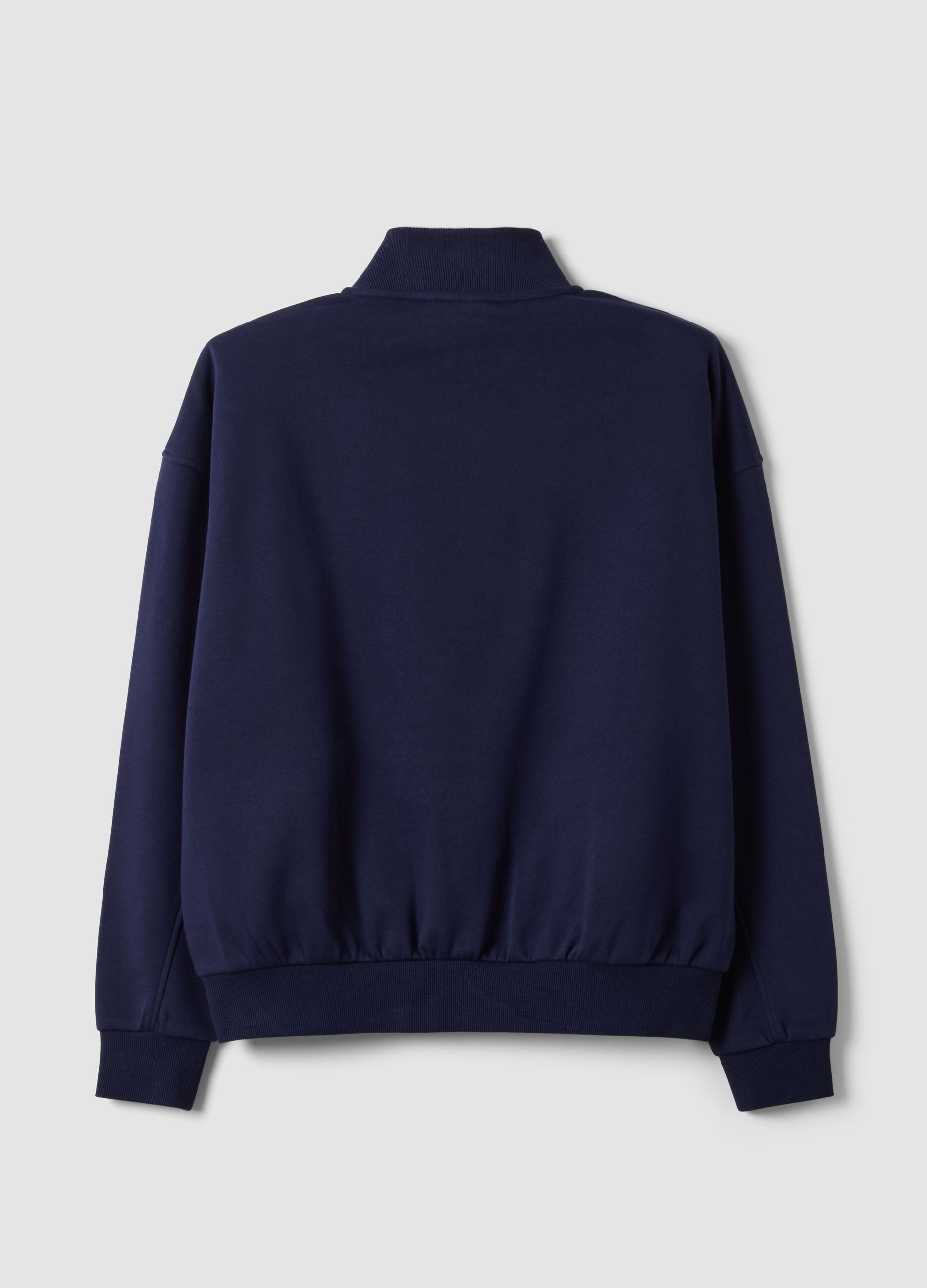 Blue half-zip cotton-blend sweatshirt with front lettering, regular fit