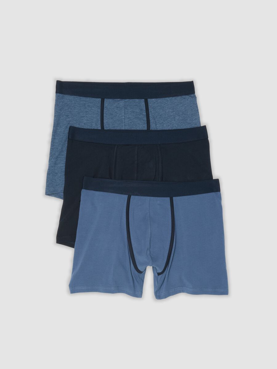 3-pack of blue and black midi boxer shorts in stretch organic cotton_4