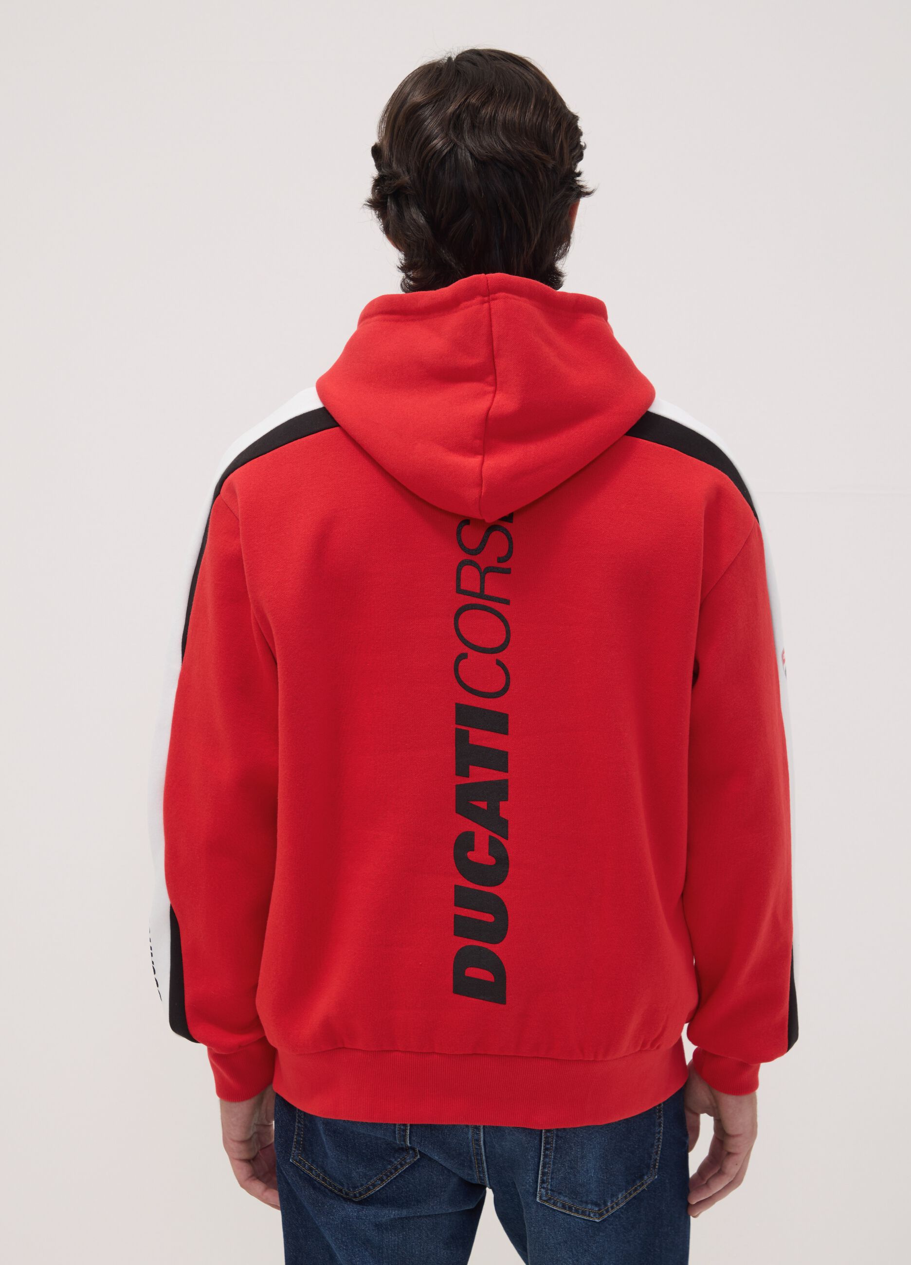 Red Ducati printed cotton-blend hoodie
