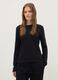 T-shirt nera a maniche lunghe in puro cotone regular fit_0