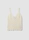 White pure cotton crochet waistcoat, regular fit_4
