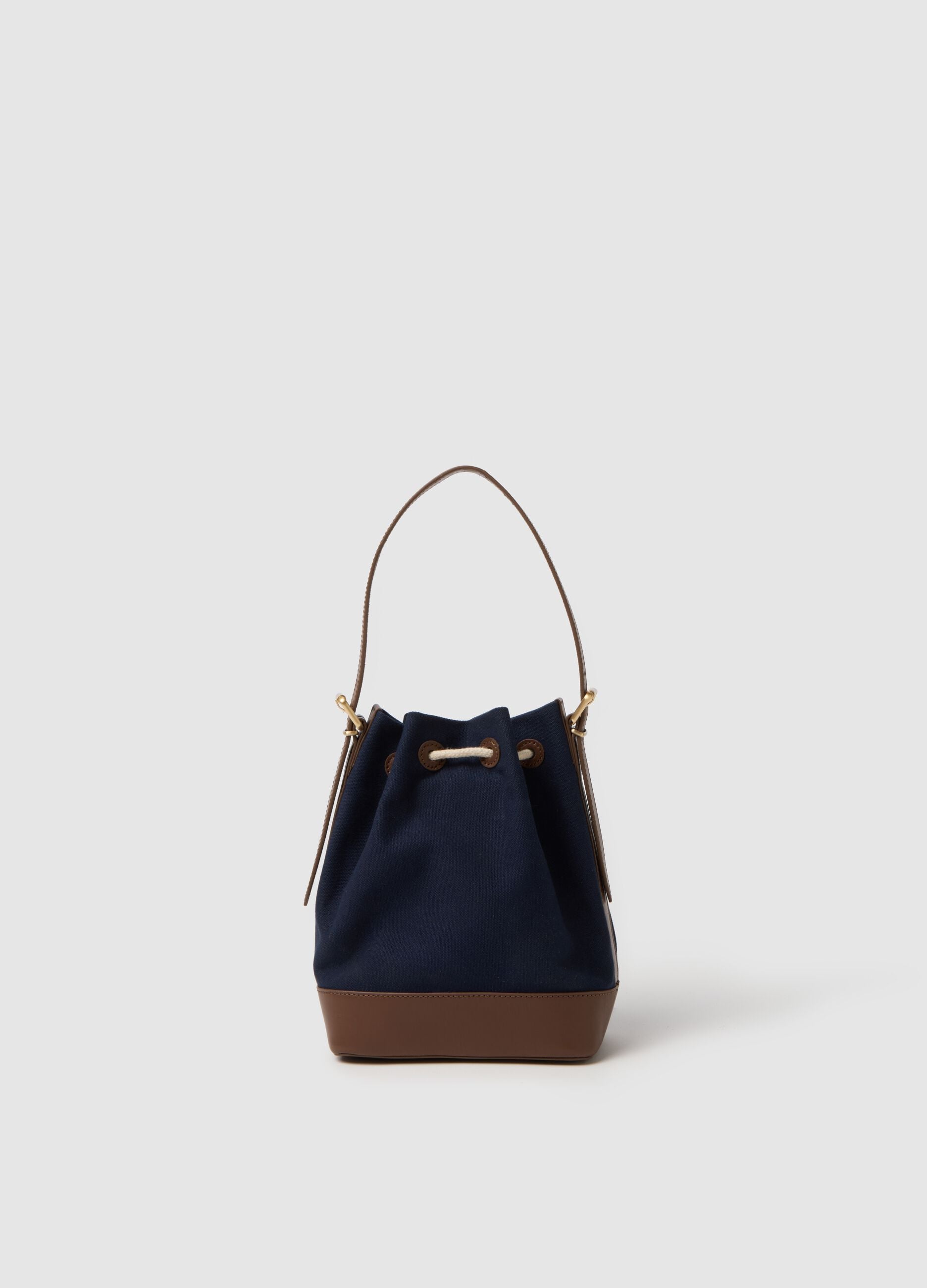 Multicolour pure cotton shoulder bag with drawstring closure